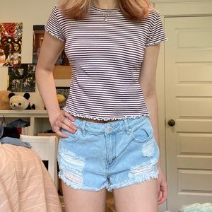 Topshop Red White and Blue Striped Crop Top